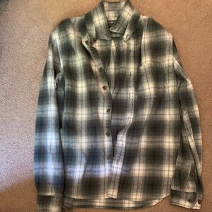 Dark green/white Eddie Bauer flannel.